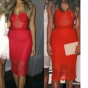 Azelle collection red lace Ashley bandage dress